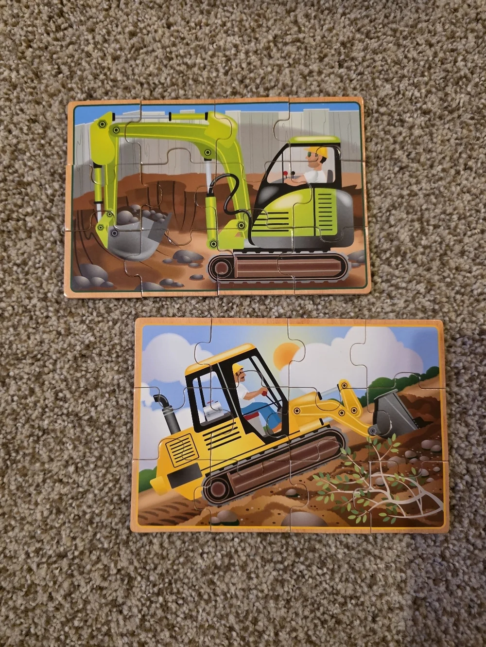 Melissa & Doug 4 Construction 12 Piece & 2 Construction 24 Piece Wooden Puzzles